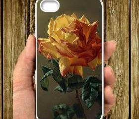  Roses Yellow Flower Paint IPHONE CASE 5, IPhone 4,4S Case hard plastic