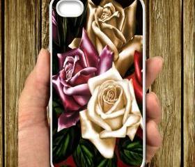 OIL PAINTED ROSES Wallpaper AMZ-016 IPHONE CASE 5, IPhone 4,4S Case hard plastic