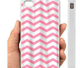 IPHONE CASE 5, IPhone 4,4S Case hard plastic 001 Code-Custom Colors Chevron Pink and white design