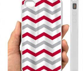 IPHONE CASE 5, IPhone 4,4S Case hard plastic 002 Code-Custom Colors Shower Curtain -Chevron Red Grey and white