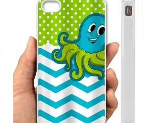 IPHONE CASE 5, IPhone 4,4S Case hard plastic 003 Code-Custom Personalized Chevron Shower Curtain - dots, chevrons and Little Monster or Big Squid combination