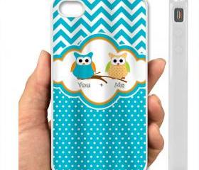 IPHONE CASE 5, IPhone 4,4S Case hard plastic 004 Code-Custom Personalized Chevron Shower Curtain - Turquoise & Orange accents - Owl Elements