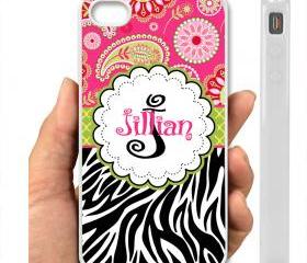IPHONE CASE 5, IPhone 4,4S Case hard plastic-013 Code-Personalized Paisley and Zebra Shower Curtain - Personalized Your Initial(s) and or names