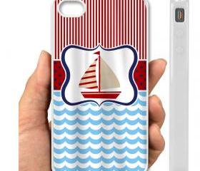 IPHONE CASE 5, IPhone 4,4S Case hard plastic-014 Code-Personalized SailAway Shower Curtain - Pinstripe-Dots-Waves