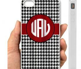 IPHONE CASE 5, IPhone 4,4S Case hard plastic-015 Code-Personalized Shower Curtain - Black & White Houndstooth -Accent any shade
