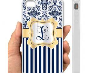 IPHONE CASE 5, IPhone 4,4S Case hard plastic-016 Code-Personalized Shower Curtain - Custom with your Name or Initials - Damask & Stripe - Your Colors