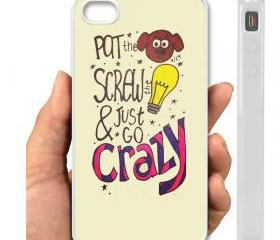 IPHONE CASE, COVER CASE, IPHONE CASE 5, IPhone 4, 4S Case hard plastic-077 Code-Pat the dog Screw the Light bulb and Just Go Crazy Drawing
